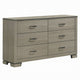 Anna Wide Dresser w 6 Drawers I Weathered Gray Wood I Black Metal Accents