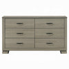 Anna Wide Dresser w 6 Drawers I Weathered Gray Wood I Black Metal Accents