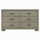 Anna Wide Dresser w 6 Drawers I Weathered Gray Wood I Black Metal Accents