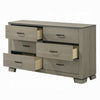 Anna Wide Dresser w 6 Drawers I Weathered Gray Wood I Black Metal Accents