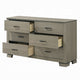 Anna Wide Dresser w 6 Drawers I Weathered Gray Wood I Black Metal Accents