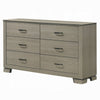 Anna Wide Dresser w 6 Drawers I Weathered Gray Wood I Black Metal Accents