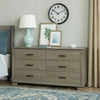 Anna Wide Dresser w 6 Drawers I Weathered Gray Wood I Black Metal Accents