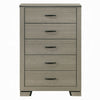 Anna 5 Drawer Tall Dresser Chest I Weathered Gray I Black Metal Accents