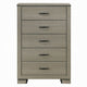 Anna 5 Drawer Tall Dresser Chest I Weathered Gray I Black Metal Accents