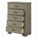 Anna 5 Drawer Tall Dresser Chest I Weathered Gray I Black Metal Accents