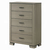 Anna 5 Drawer Tall Dresser Chest I Weathered Gray I Black Metal Accents