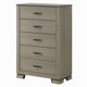 Anna 5 Drawer Tall Dresser Chest I Weathered Gray I Black Metal Accents