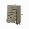 Anna 5 Drawer Tall Dresser Chest I Weathered Gray I Black Metal Accents
