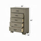 Anna 5 Drawer Tall Dresser Chest I Weathered Gray I Black Metal Accents
