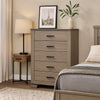 Anna 5 Drawer Tall Dresser Chest I Weathered Gray I Black Metal Accents