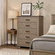 Anna 5 Drawer Tall Dresser Chest I Weathered Gray I Black Metal Accents