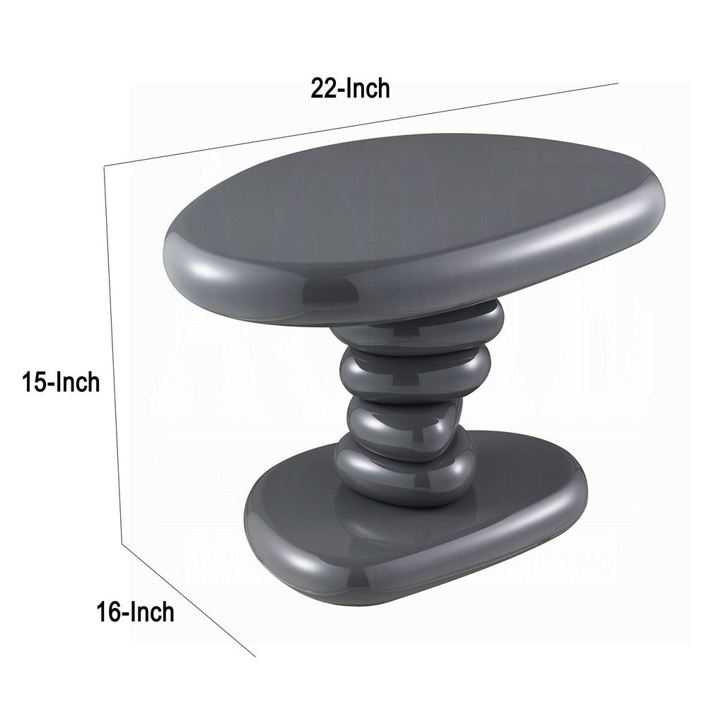 Fory End Table I 22" Asymmetric Stacked Pebble Base I High Gloss Gray
