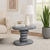 Fory End Table I 22" Asymmetric Stacked Pebble Base I High Gloss Gray