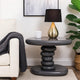 Fory End Table I 22" Asymmetric Stacked Pebble Base I High Gloss Gray