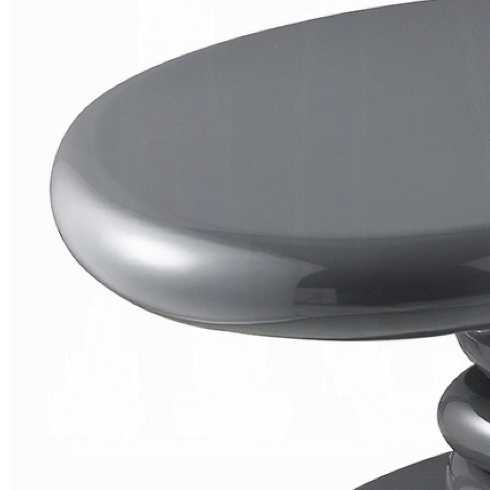 Fory End Table I 30" Asymmetric Stacked Pebble Base I High Gloss Gray