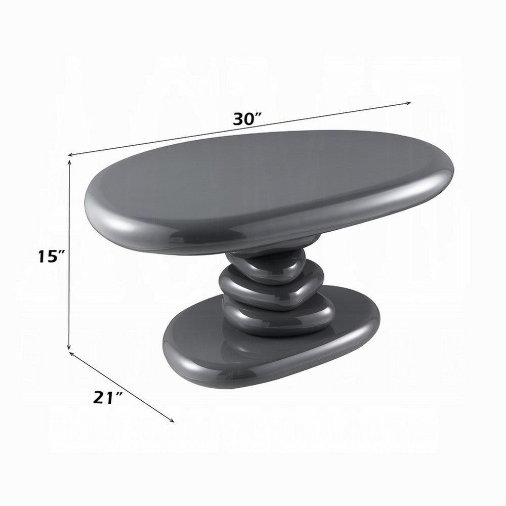 Fory End Table I 30" Asymmetric Stacked Pebble Base I High Gloss Gray