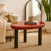 Endy End Table I 21" Asymmetric Red High Gloss I 3 Round Metal Legs