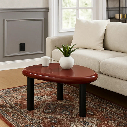 Endy End Table I 21" Asymmetric Red High Gloss I 3 Round Metal Legs