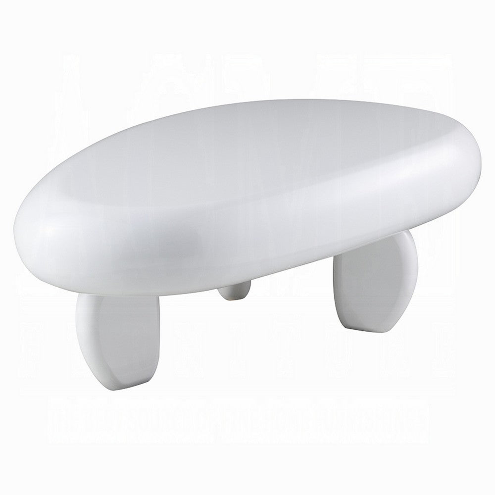 Vayu Coffee Table I 30" Asymmetric Pebble Design I High Gloss White