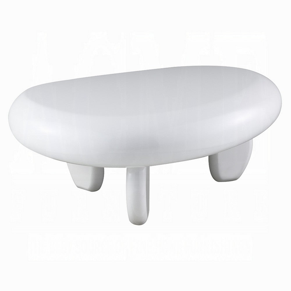 Vayu Coffee Table I 30" Asymmetric Pebble Design I High Gloss White