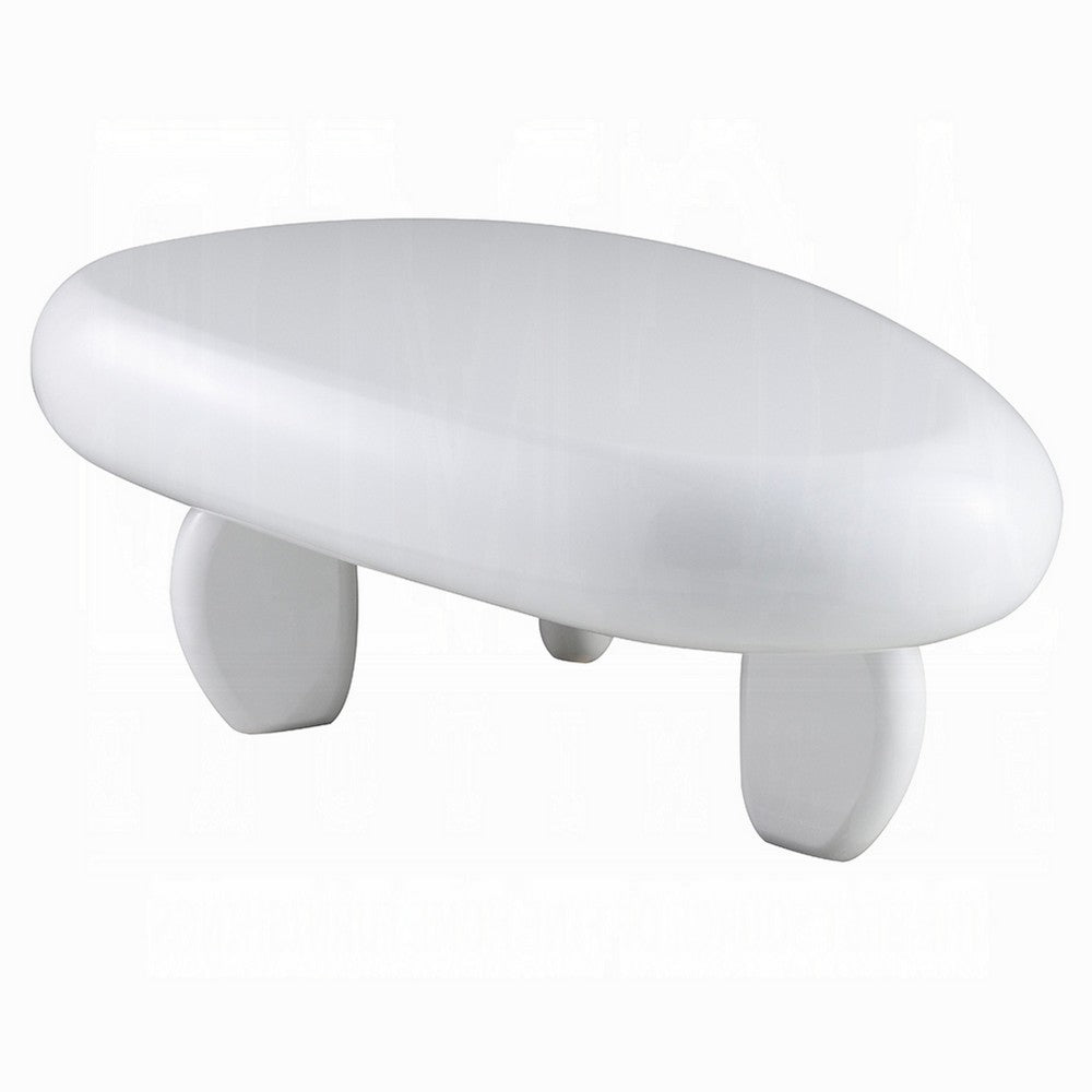 Vayu Coffee Table I 30" Asymmetric Pebble Design I High Gloss White