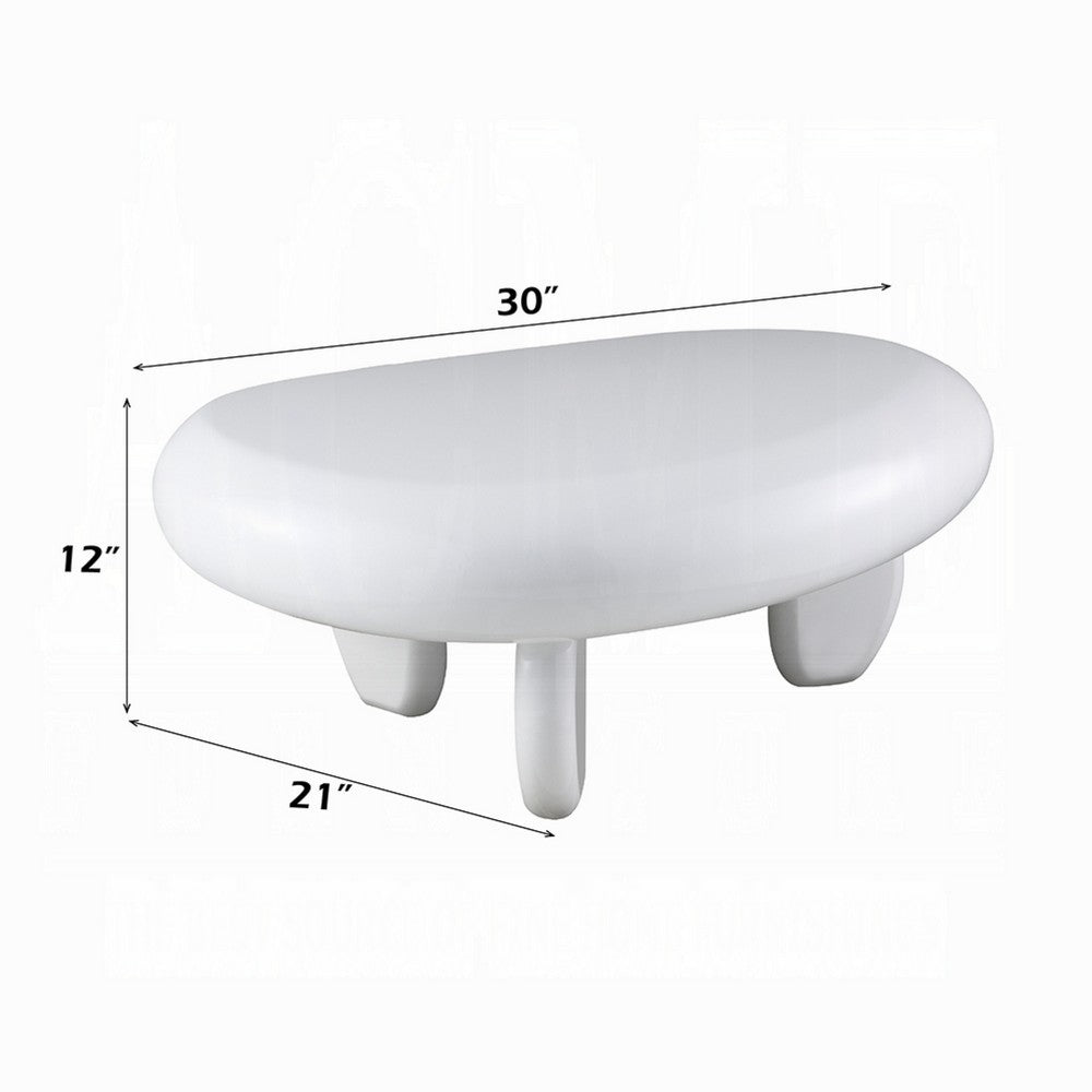 Vayu Coffee Table I 30" Asymmetric Pebble Design I High Gloss White