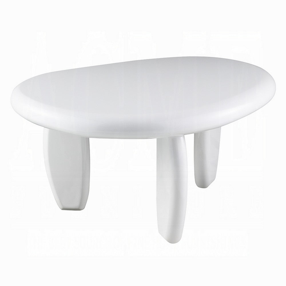 Vayu End Table I 30" Asymmetric I Tri Pebble Legs I High Gloss White