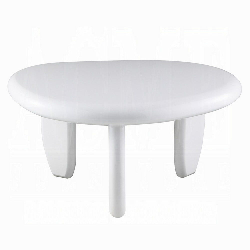 Vayu End Table I 30" Asymmetric I Tri Pebble Legs I High Gloss White