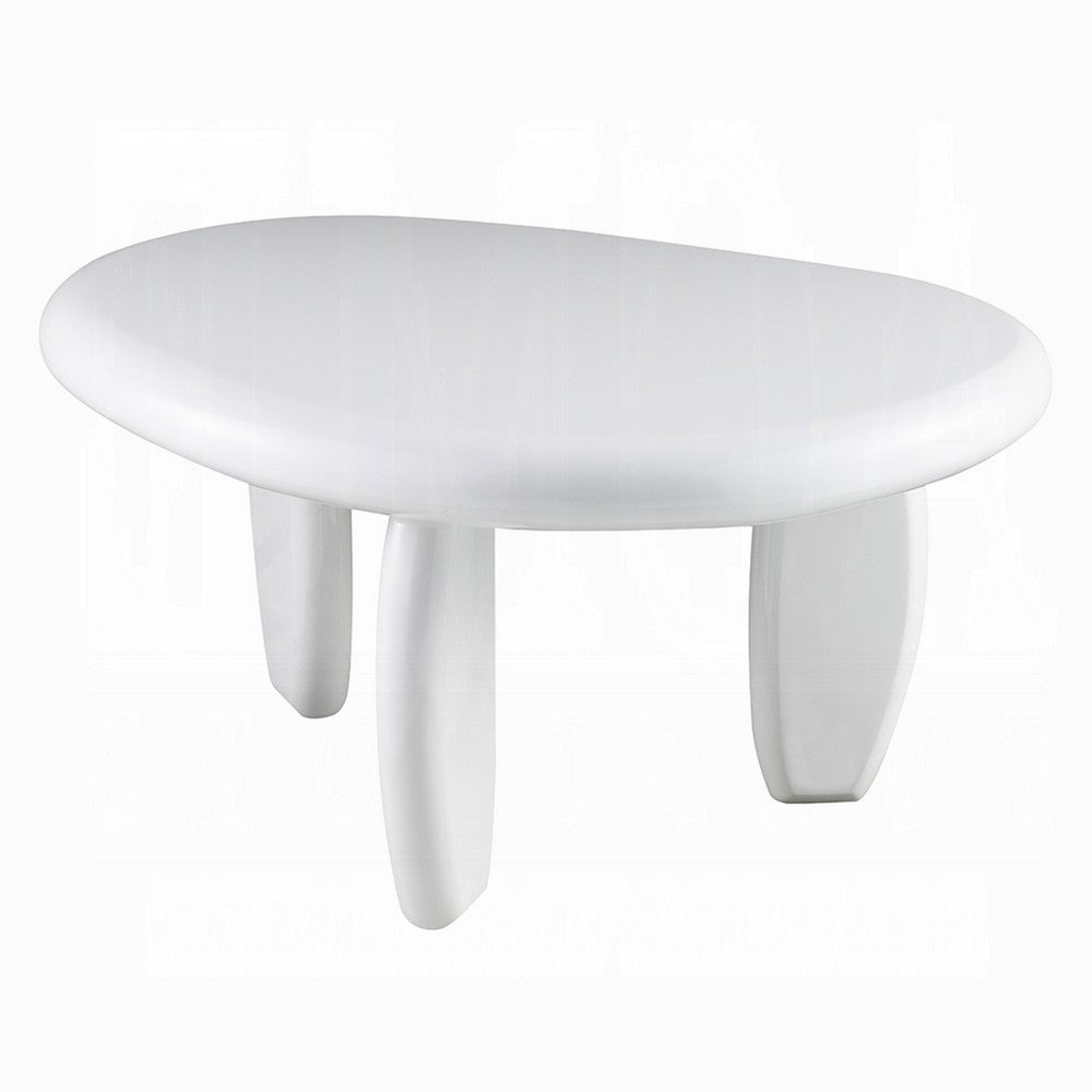 Vayu End Table I 30" Asymmetric I Tri Pebble Legs I High Gloss White