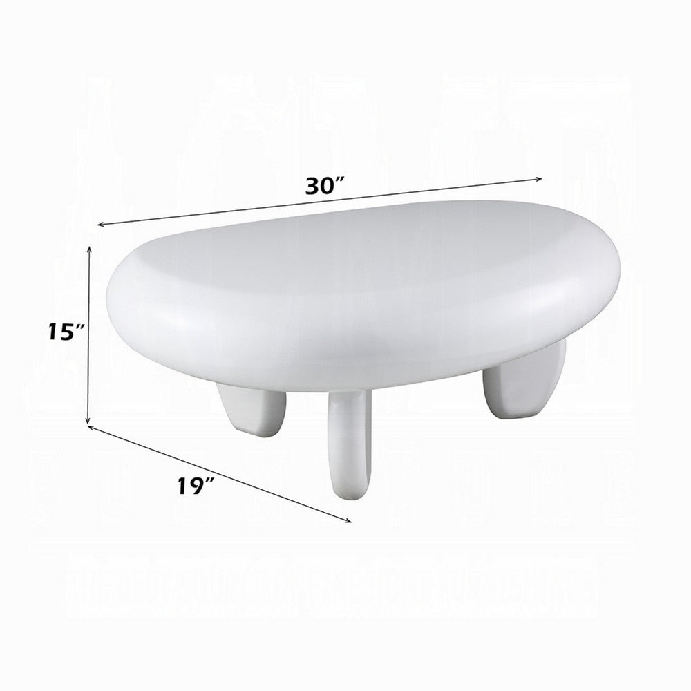 Vayu End Table I 30" Asymmetric I Tri Pebble Legs I High Gloss White
