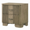 Leky Nightstand | 2 Reeded Drawers | Rounded Corners | Antique Oak Brown