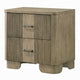 Leky Nightstand | 2 Reeded Drawers | Rounded Corners | Antique Oak Brown