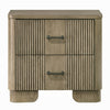 Leky Nightstand | 2 Reeded Drawers | Rounded Corners | Antique Oak Brown