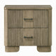 Leky Nightstand | 2 Reeded Drawers | Rounded Corners | Antique Oak Brown