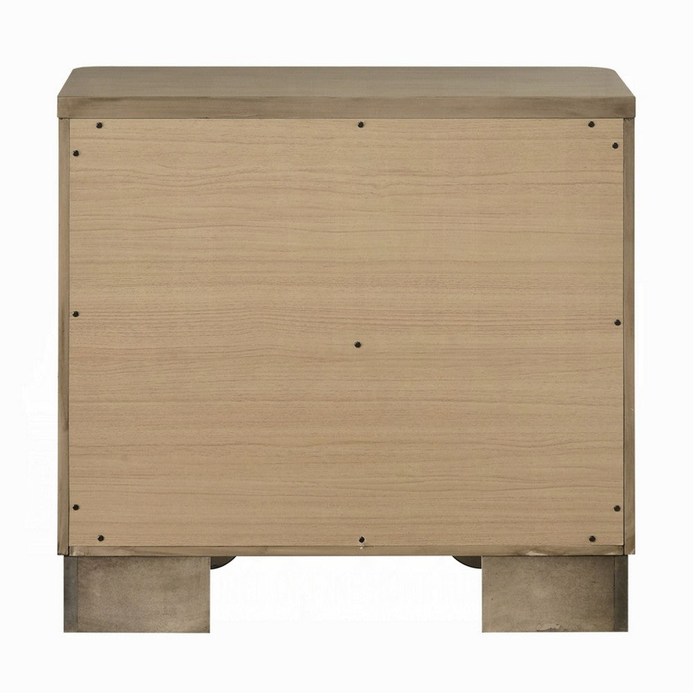Leky Nightstand | 2 Reeded Drawers | Rounded Corners | Antique Oak Brown
