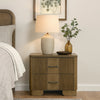 Leky Nightstand | 2 Reeded Drawers | Rounded Corners | Antique Oak Brown