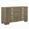 Leky Dresser | 63" | 6 Reeded Drawers | Bar Handles | Antique Oak Brown