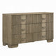 Leky Dresser | 63" | 6 Reeded Drawers | Bar Handles | Antique Oak Brown