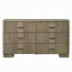 Leky Dresser | 63" | 6 Reeded Drawers | Bar Handles | Antique Oak Brown
