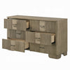 Leky Dresser | 63" | 6 Reeded Drawers | Bar Handles | Antique Oak Brown