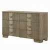 Leky Dresser | 63" | 6 Reeded Drawers | Bar Handles | Antique Oak Brown