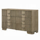 Leky Dresser | 63" | 6 Reeded Drawers | Bar Handles | Antique Oak Brown