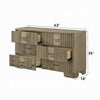 Leky Dresser | 63" | 6 Reeded Drawers | Bar Handles | Antique Oak Brown