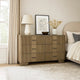 Leky Dresser | 63" | 6 Reeded Drawers | Bar Handles | Antique Oak Brown