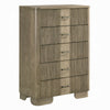 Leky Tall Dresser Chest | 5 Reeded Drawers w Handles | Antique Oak Brown