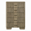 Leky Tall Dresser Chest | 5 Reeded Drawers w Handles | Antique Oak Brown