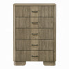 Leky Tall Dresser Chest | 5 Reeded Drawers w Handles | Antique Oak Brown