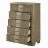 Leky Tall Dresser Chest | 5 Reeded Drawers w Handles | Antique Oak Brown