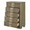 Leky Tall Dresser Chest | 5 Reeded Drawers w Handles | Antique Oak Brown